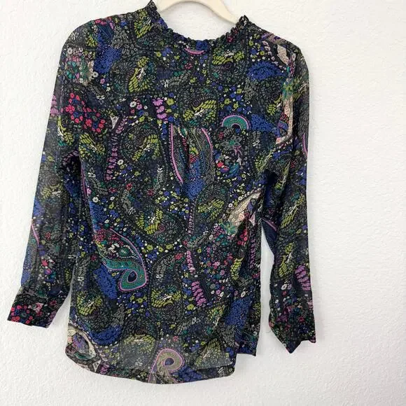 Anthro Dolan Womens Odessa Lightweight Blouse Size M Paisley Ruffle Lace Office - Picture 3 of 7